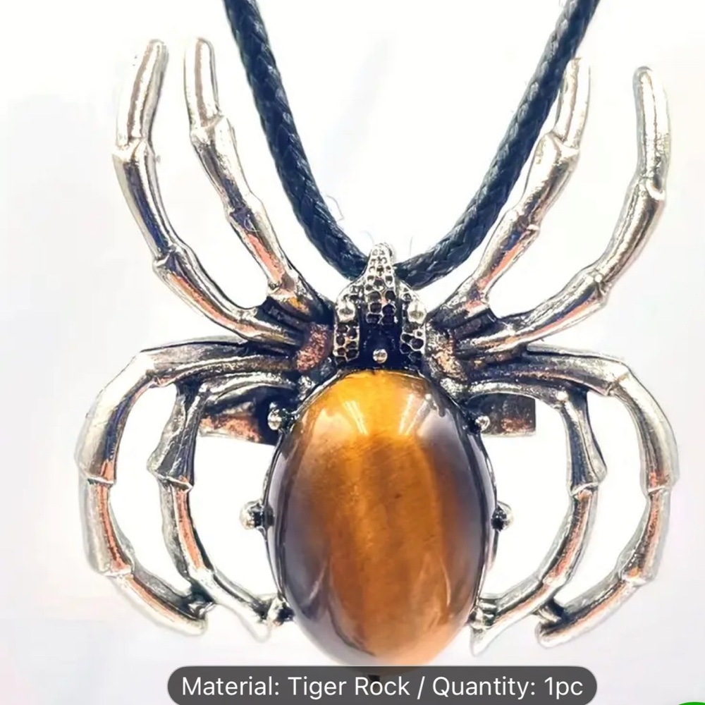 Natural Stone Bead Energy Reiki Chakra Spider Tiger Rock Pendant & Brooch NEW!